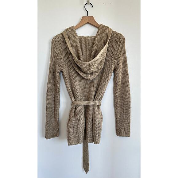 Ralph Lauren Purple Label Linen Silk Chunky Knit Hooded Cardigan w Belt Size S - Picture 5 of 11